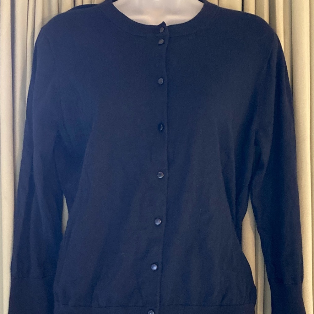 NWT WOMEN’S J. CREW THE CLARE CARDIGAN BUTTON-DOWN SWEATER SIZE XL NAVY BLUE